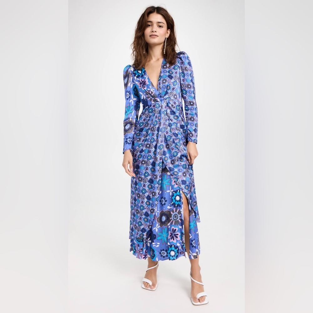 Floral Blue Wrap Dress